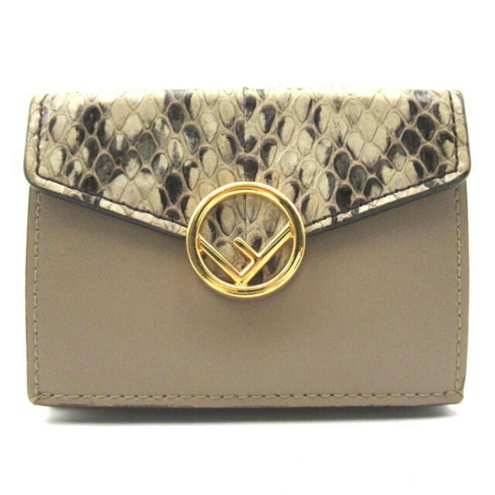 Fendi Compact Tri fold Wallet Exotic Python Leath… - image 1
